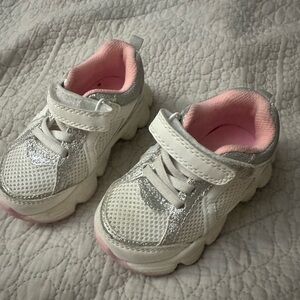 Carter's White and Pink Sneakers with Breathable Mesh